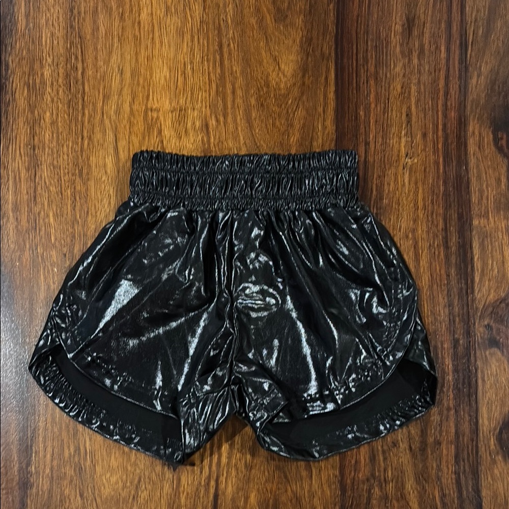 Shiny Black Kids Shorts